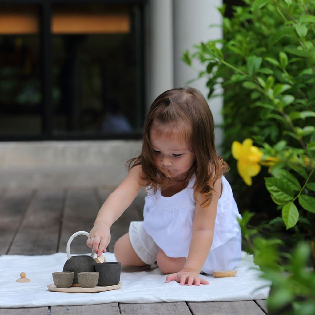 PlanToys Classic Tea Set — Wooden Pretend Play Set