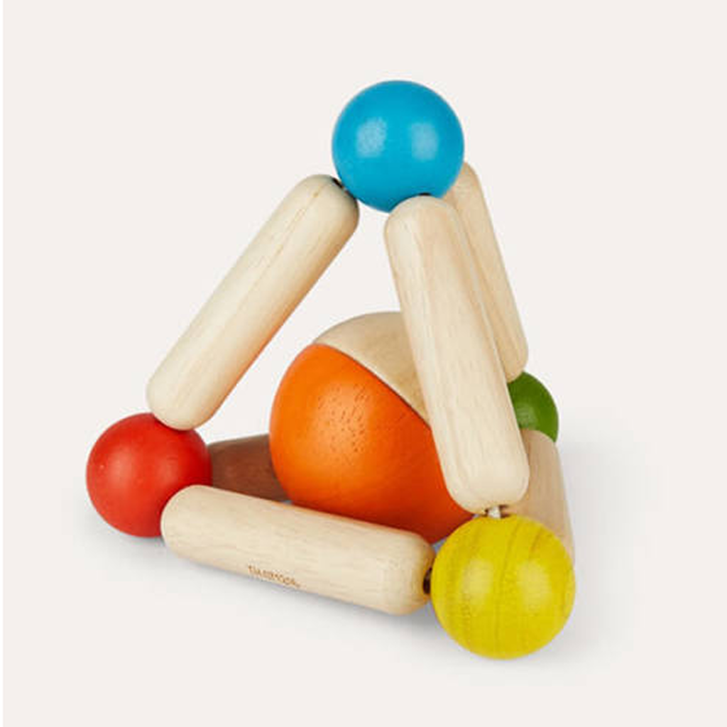 PlanToys Triangle Clutching Toy — Wooden Baby Rattle