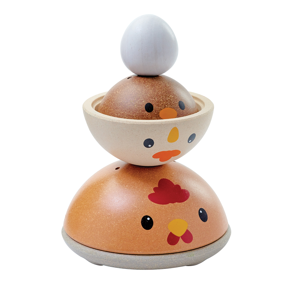 PlanToys Chicken Nesting — Modern Rustic | Wooden Nesting Toy