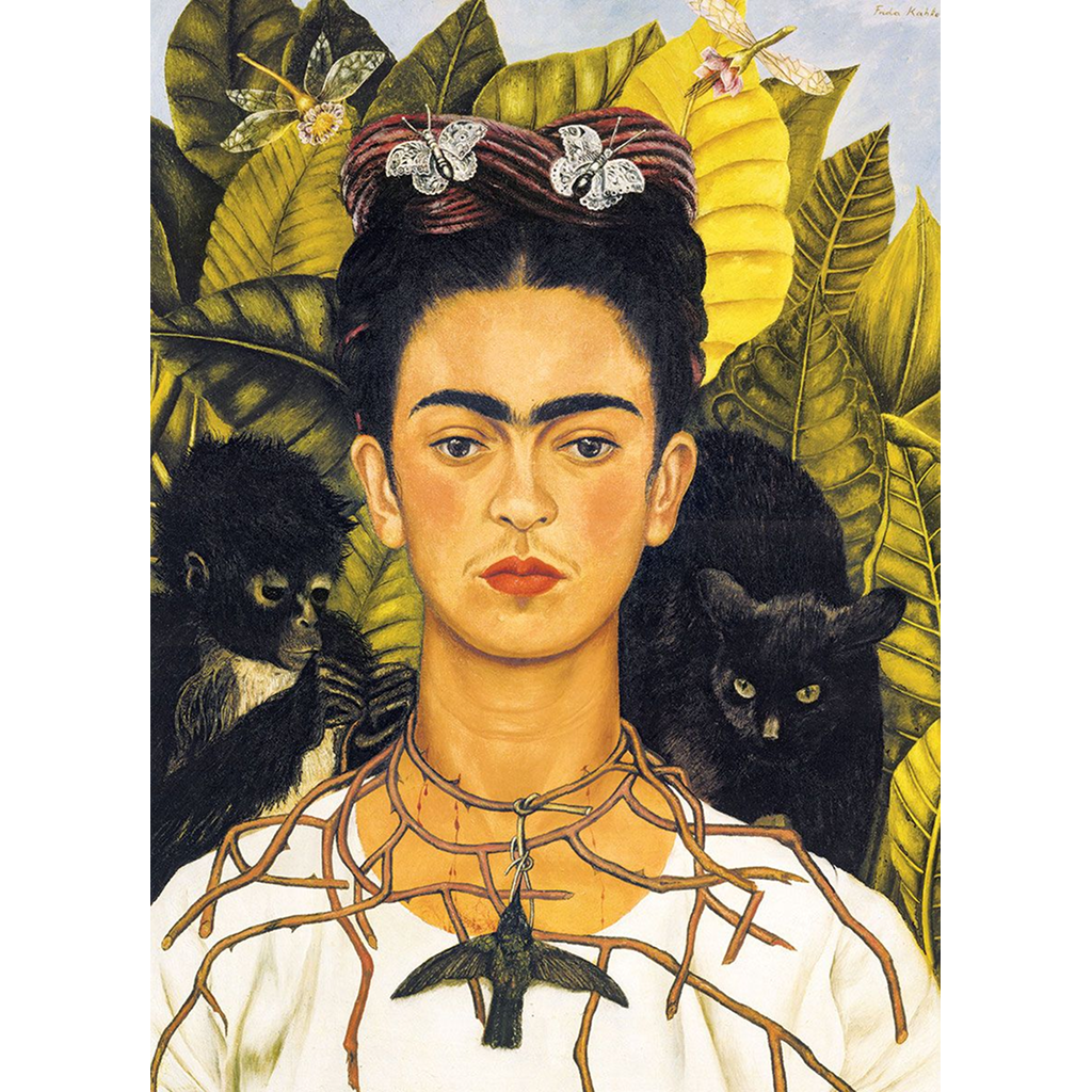 Self-Portrait W/Thorn Necklace & Hummingbird By Frida Kahlo 1000 Pieces Puzzle