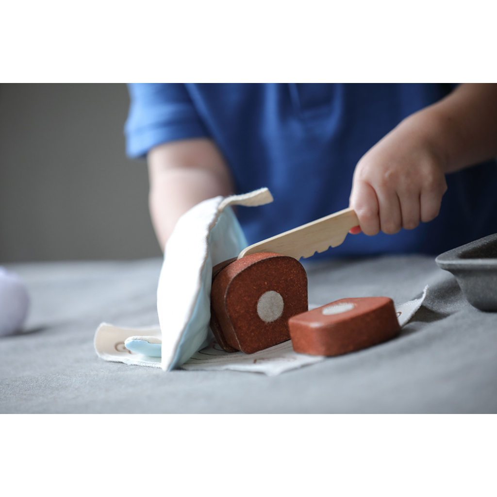 PlanToys Bread Loaf Set — Wooden Pretend Play Baking Set