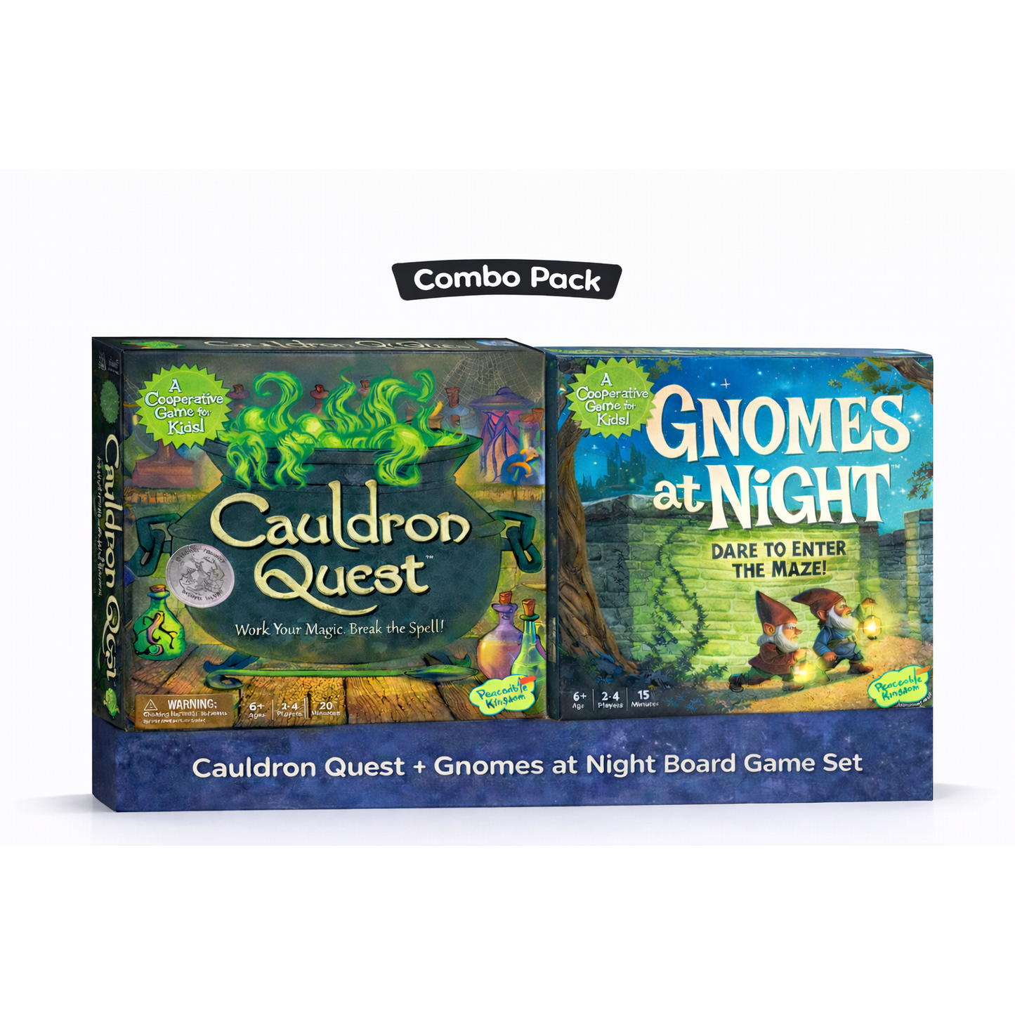 Cauldron Quest + Gnomes at Night Deluxe Board Game Combo Set (Cooperative Family Games for Kids)