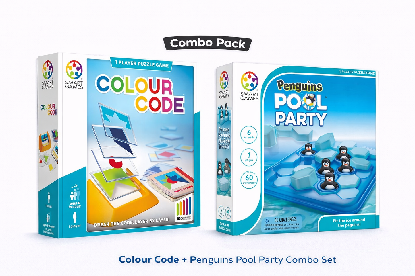 Colour Code + Penguins Pool Party Puzzle Combo Set (Logic & Strategy Games for Kids)