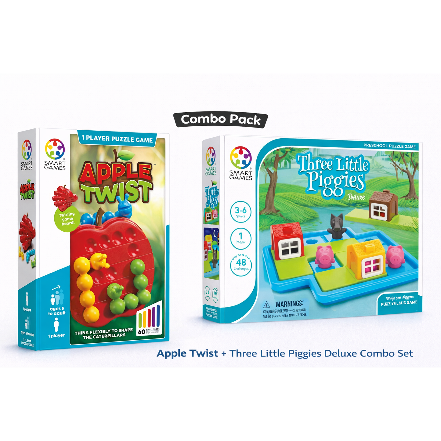 Apple Twist + Three Little Piggies Deluxe Puzzle Combo Set (Logic & Strategy Games for Kids)