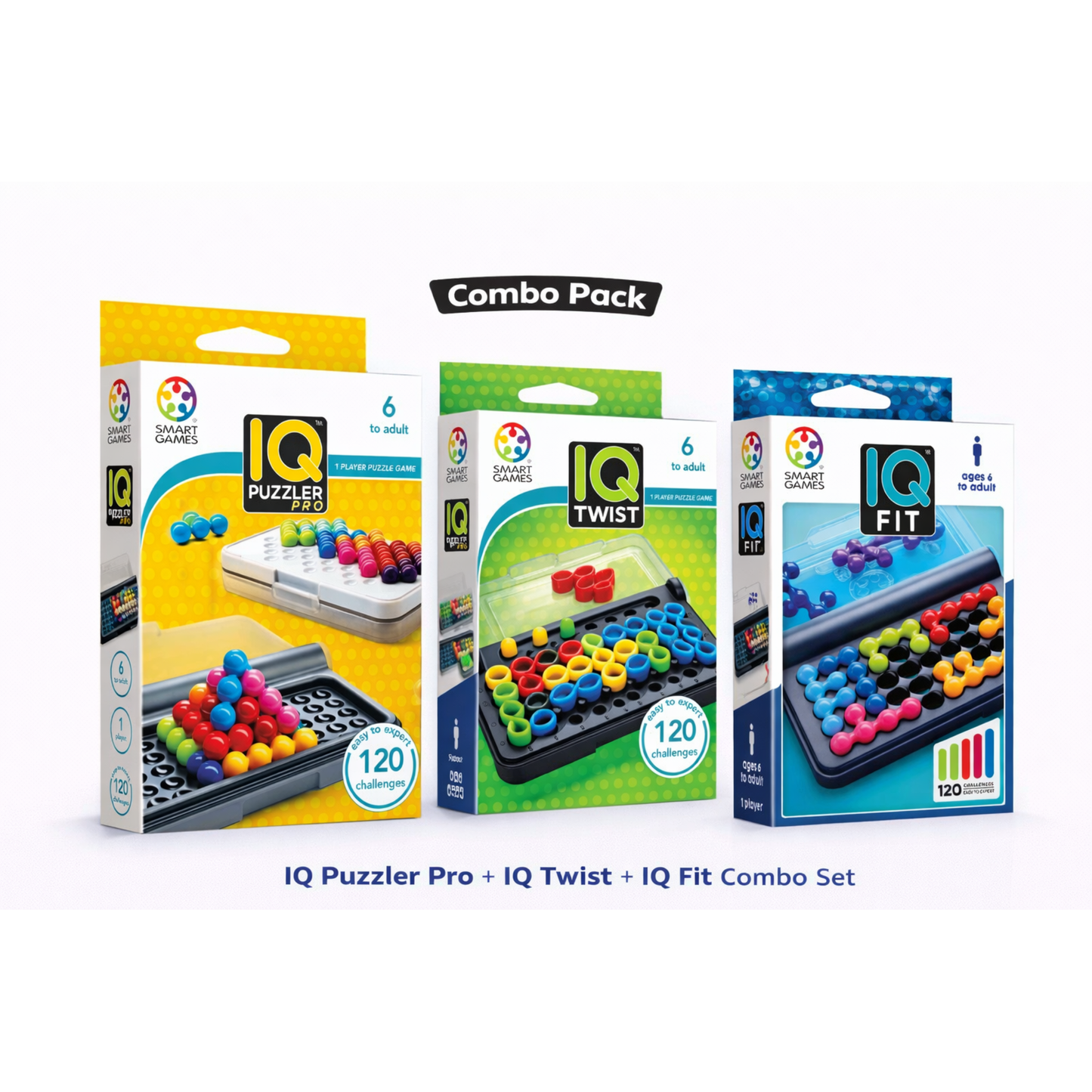 Smart Games IQ Trio Combo Set – Puzzler Pro, Twist & Fit (3-in-1 Puzzle Pack)