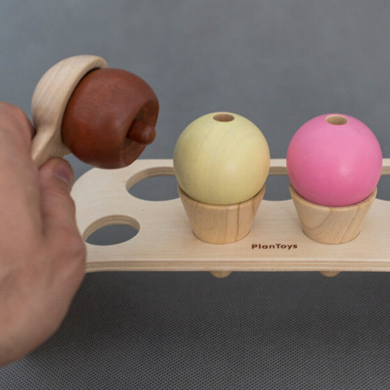 PlanToys Ice Cream Set — Wooden Pretend Play Food