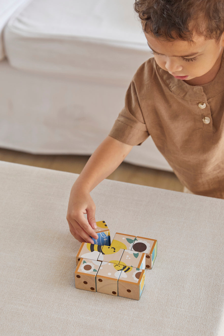 PlanToys Animal Puzzle Cubes — Wooden Block Puzzle
