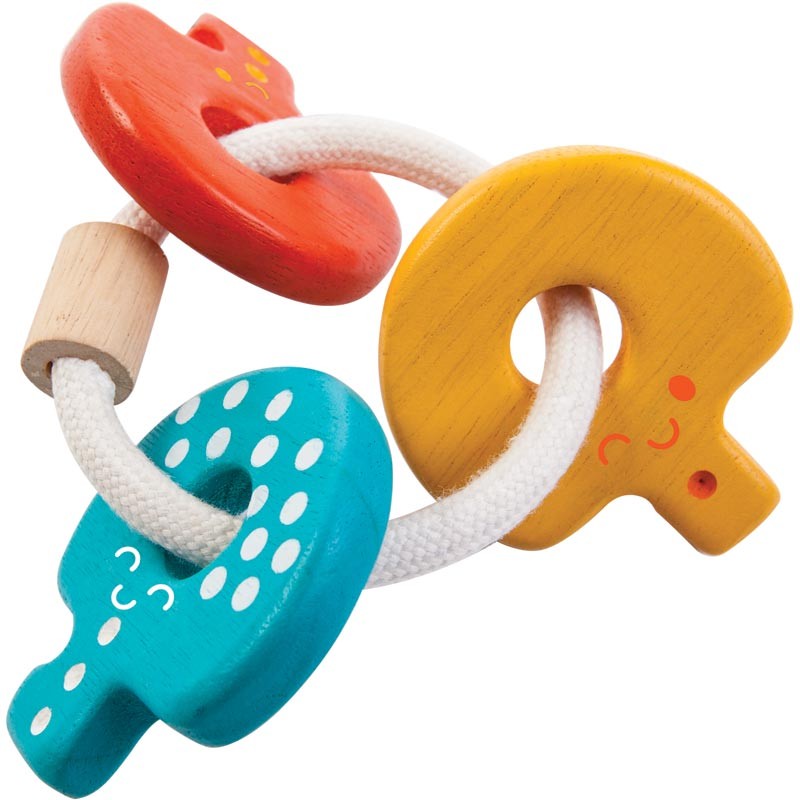 PlanToys Baby Key Rattle — Wooden Baby Toy