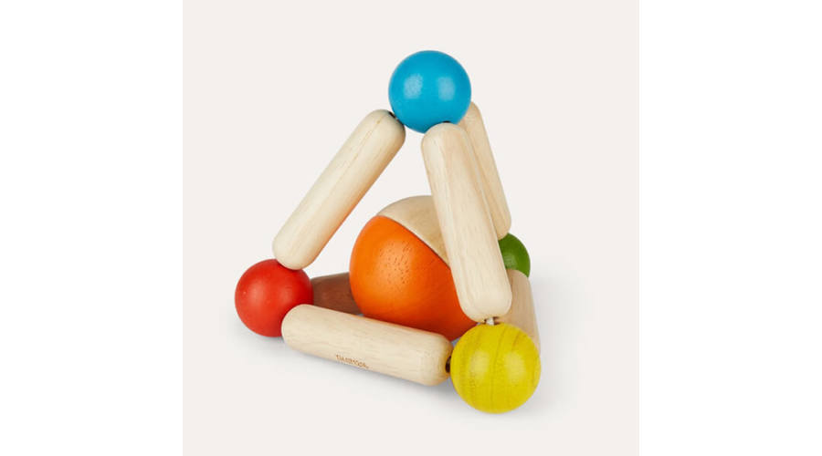 PlanToys Triangle Clutching Toy — Wooden Baby Rattle