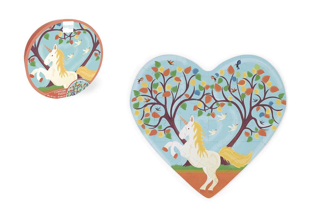 Heart With Unicorn Contour Puzzle - 30Pcs