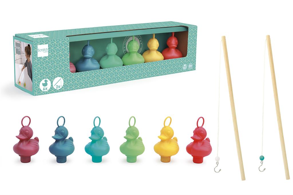 Set Of 6 Fishing Ducks With 2 Rods