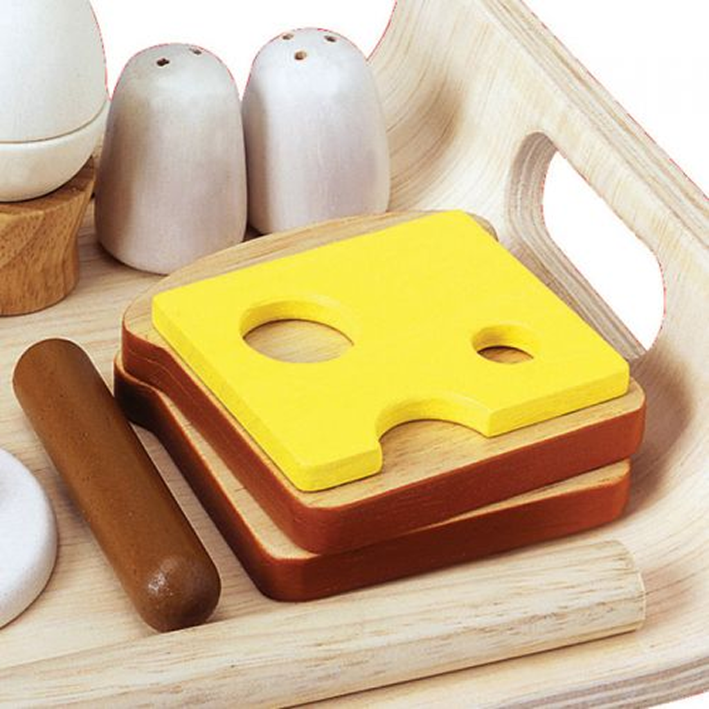 PlanToys Breakfast Menu — Wooden Pretend Play Food Set