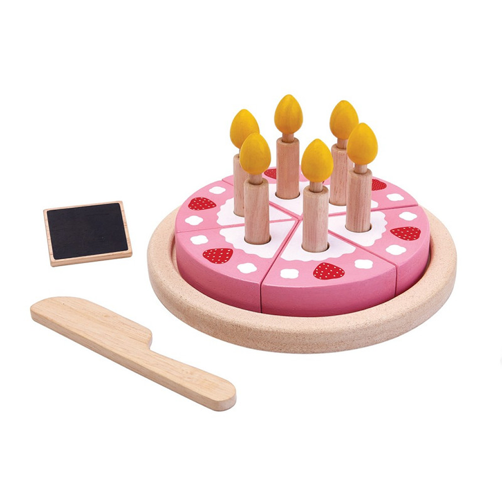 PlanToys Birthday Cake Set — Wooden Pretend Play Food