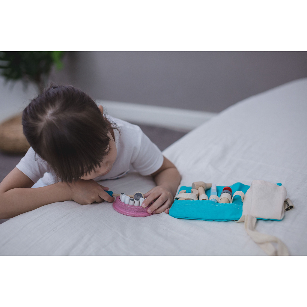 PlanToys Dentist Set — Wooden Pretend Play Doctor Toy
