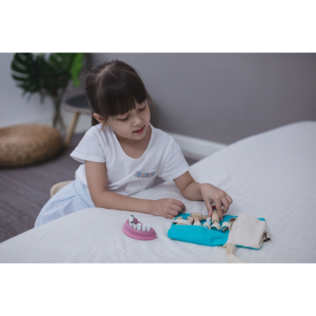 PlanToys Dentist Set — Wooden Pretend Play Doctor Toy
