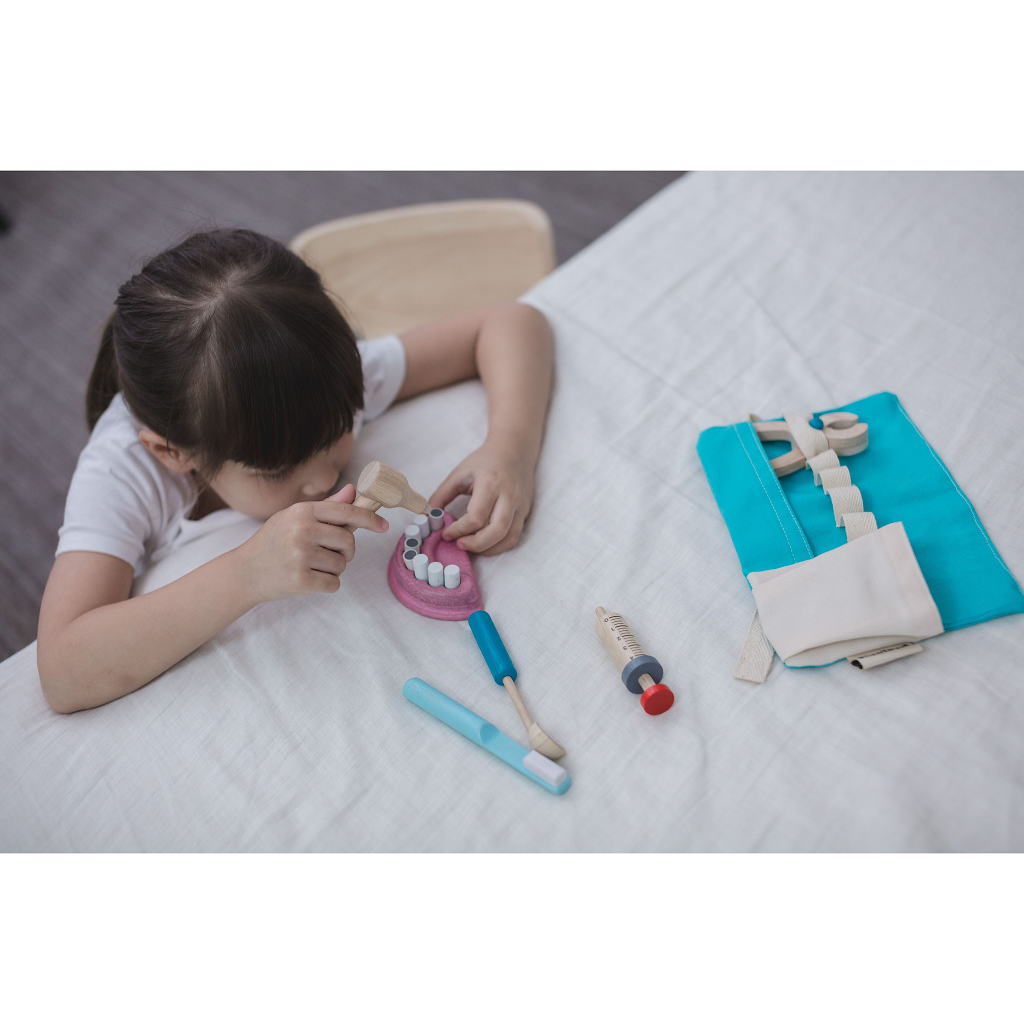 PlanToys Dentist Set — Wooden Pretend Play Doctor Toy