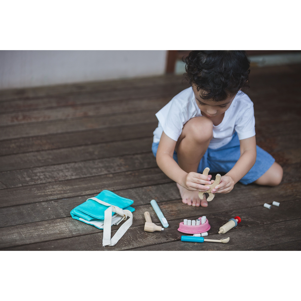 PlanToys Dentist Set — Wooden Pretend Play Doctor Toy