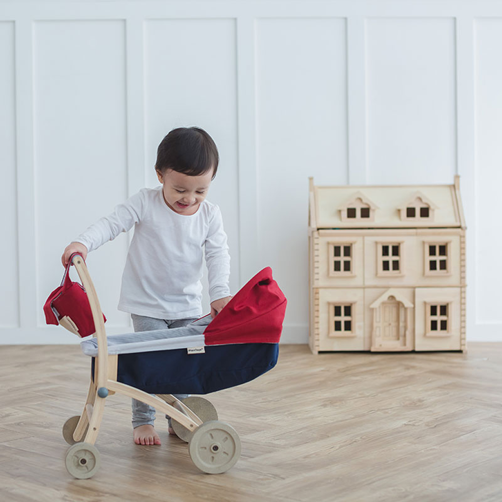 PlanToys Doll Stroller — Wooden Push Toy