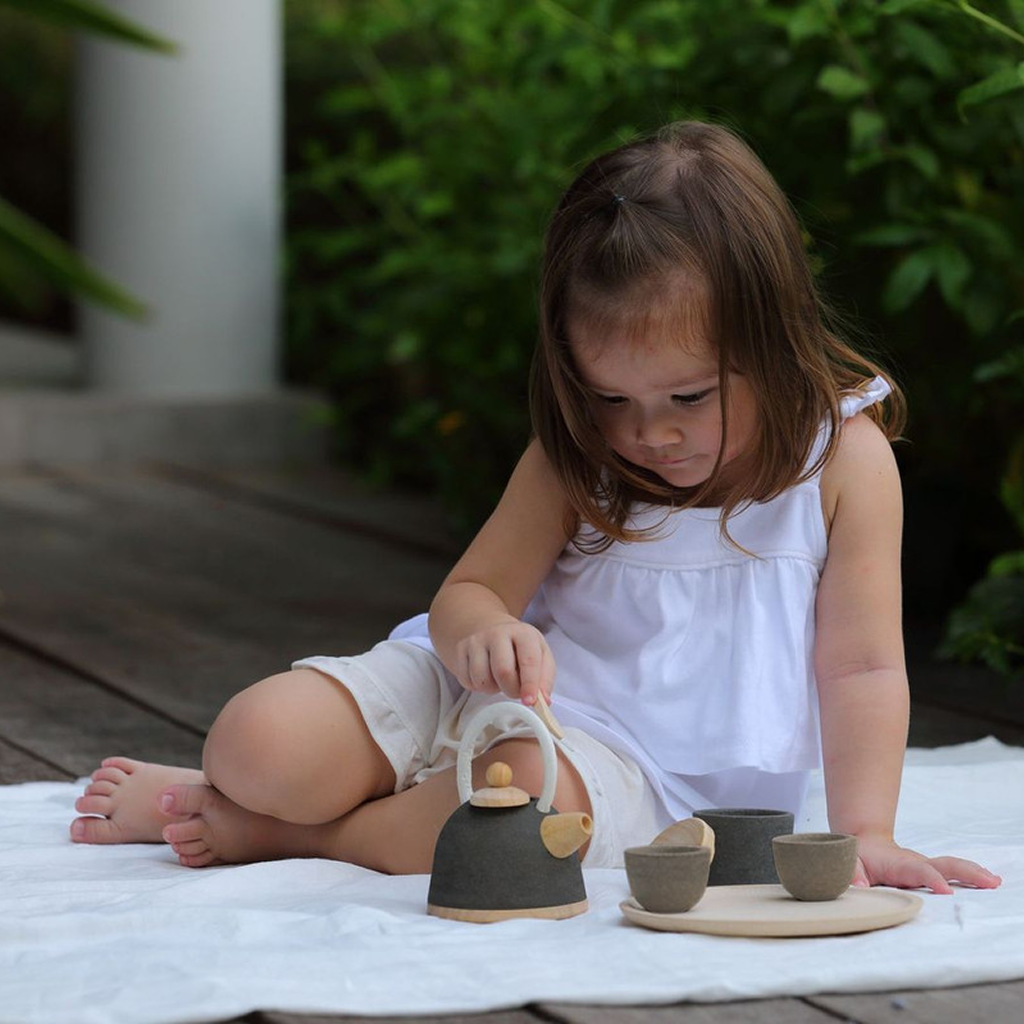 PlanToys Classic Tea Set — Wooden Pretend Play Set