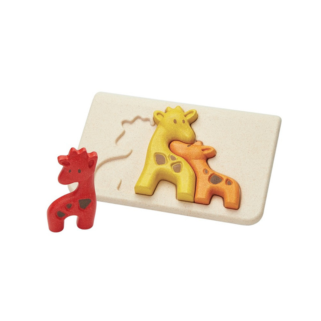 أحجية الزرافة من PlanToys - أحجية عائلية خشبية
