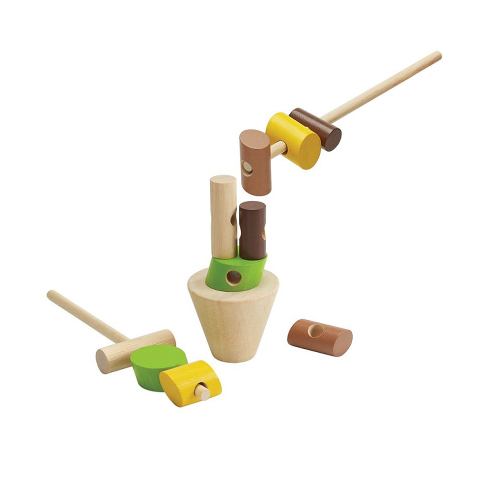 PlanToys Stacking Logs — Wooden Balance Game