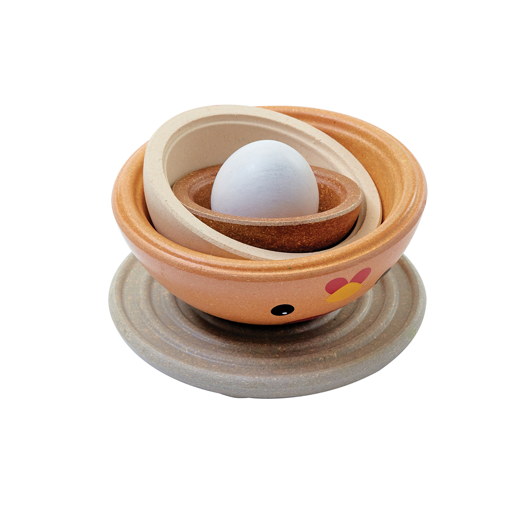 PlanToys Chicken Nesting — Modern Rustic | Wooden Nesting Toy