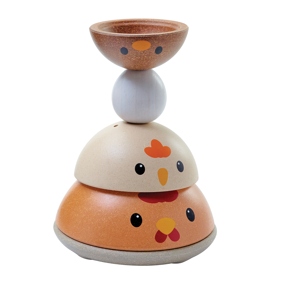 PlanToys Chicken Nesting — Modern Rustic | Wooden Nesting Toy