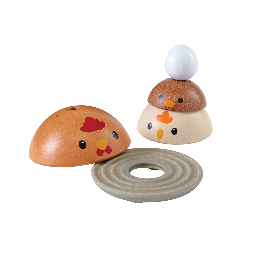 PlanToys Chicken Nesting — Modern Rustic | Wooden Nesting Toy