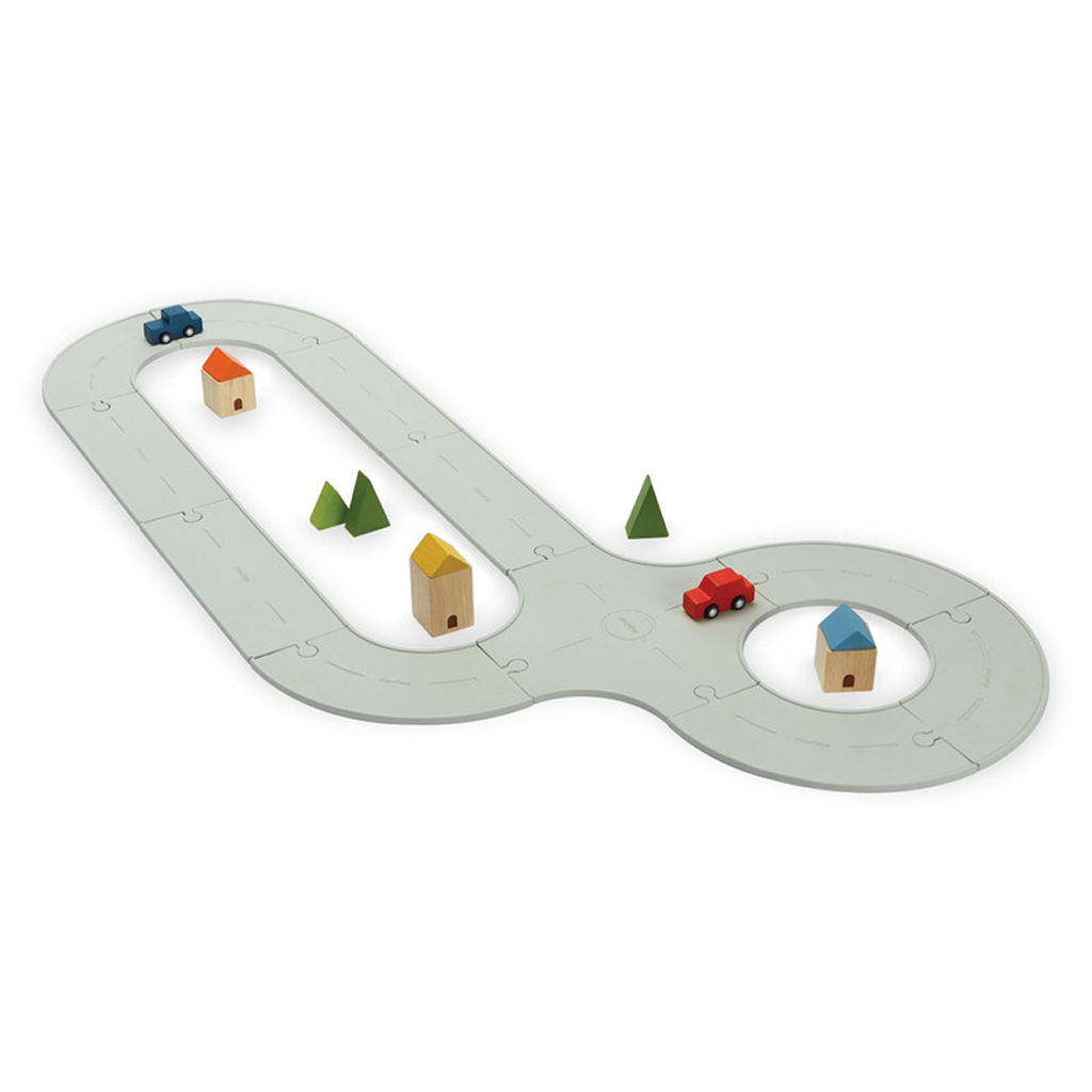 PlanToys مجموعة مسار الطرق والسكك الحديدية المطاطي