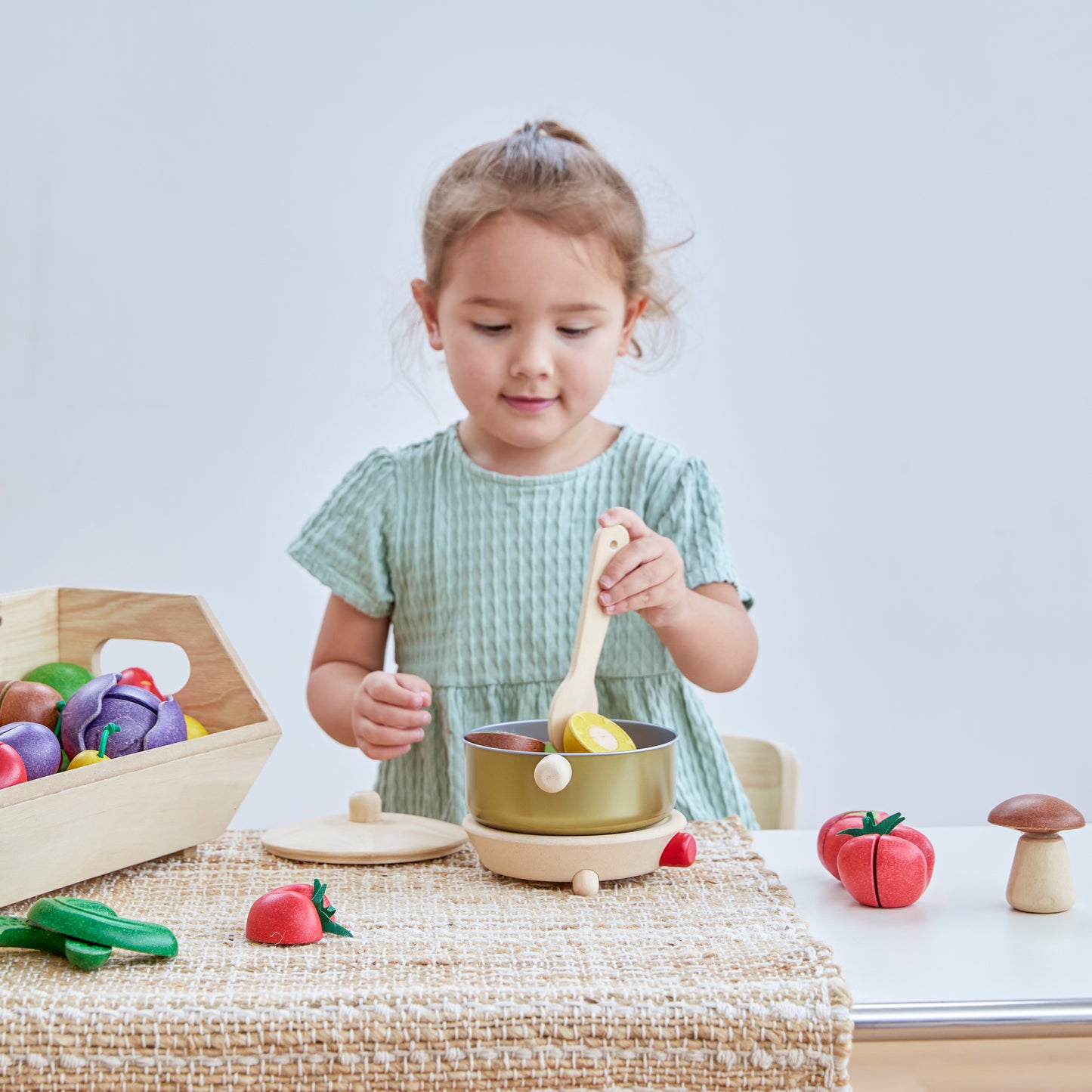 PlanToys Cookery Set — Wooden Pretend Play Kitchen Toy