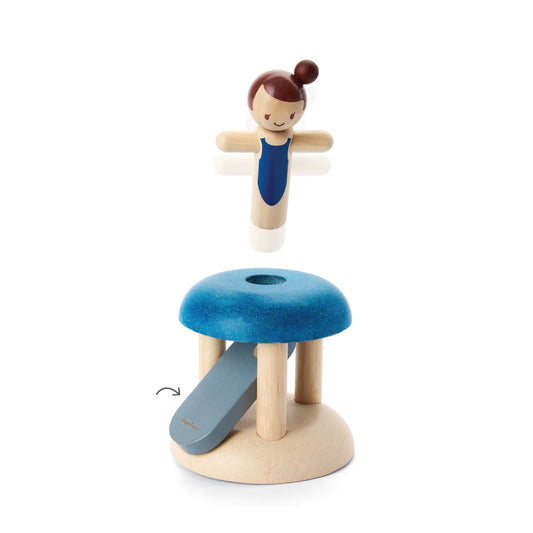 PlanToys Jumping Gymnast — Wooden Press Toy for Babies