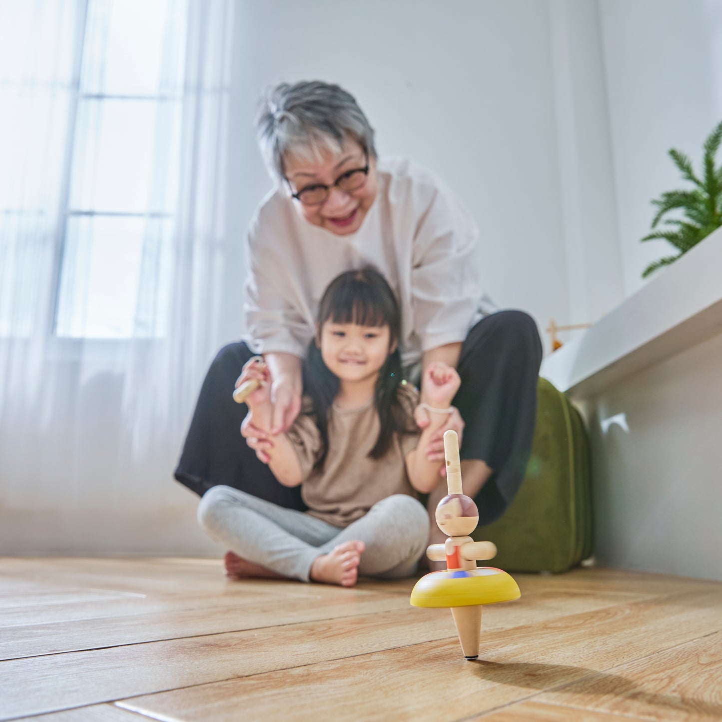 PlanToys Ballet Spinning Top — Wooden Pull String Toy