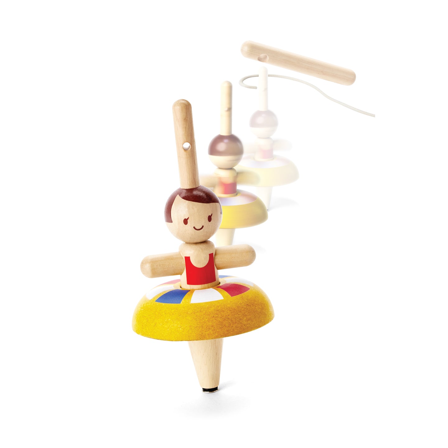 PlanToys Ballet Spinning Top — Wooden Pull String Toy