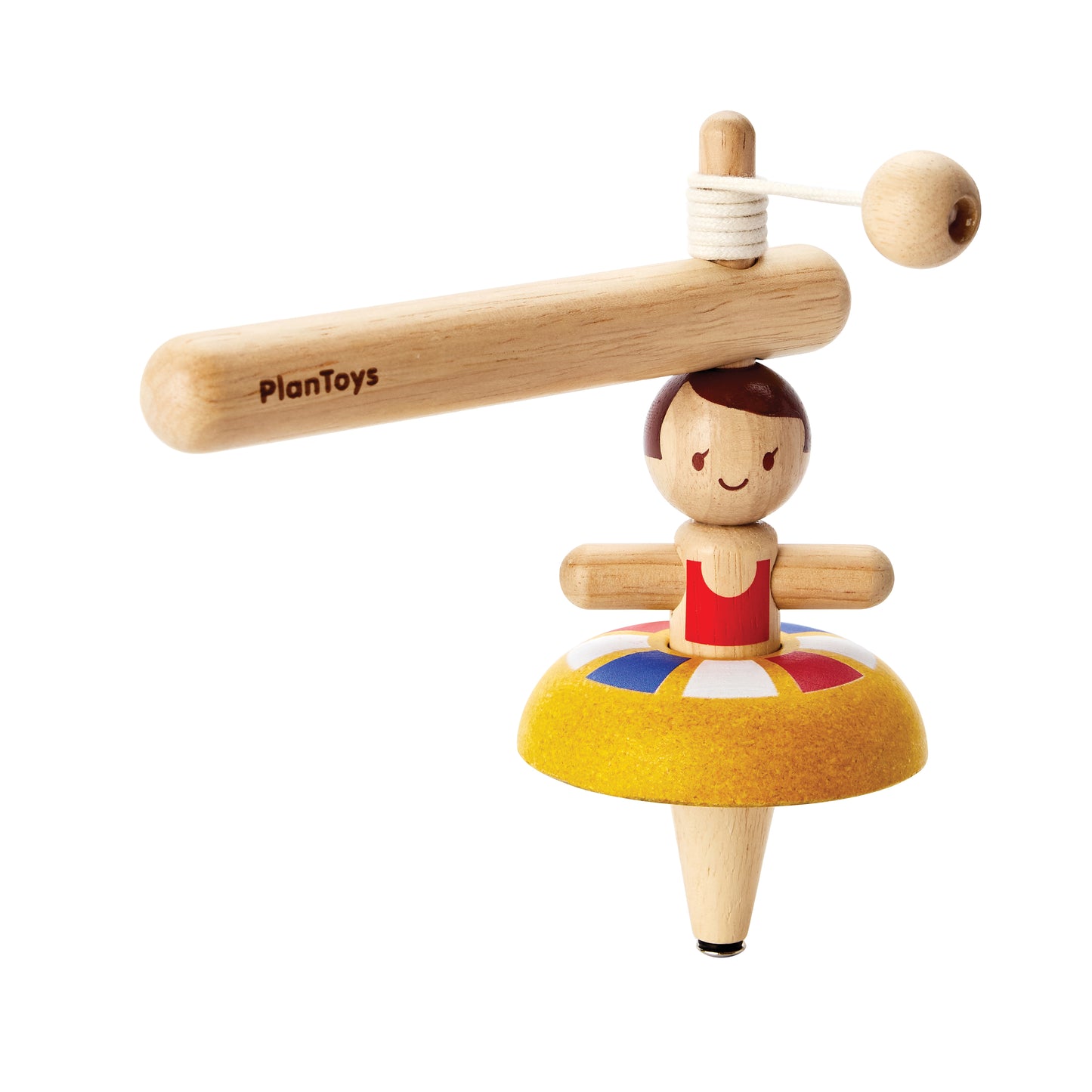 PlanToys Ballet Spinning Top — Wooden Pull String Toy