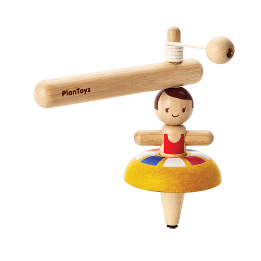 PlanToys Ballet Spinning Top — Wooden Pull String Toy