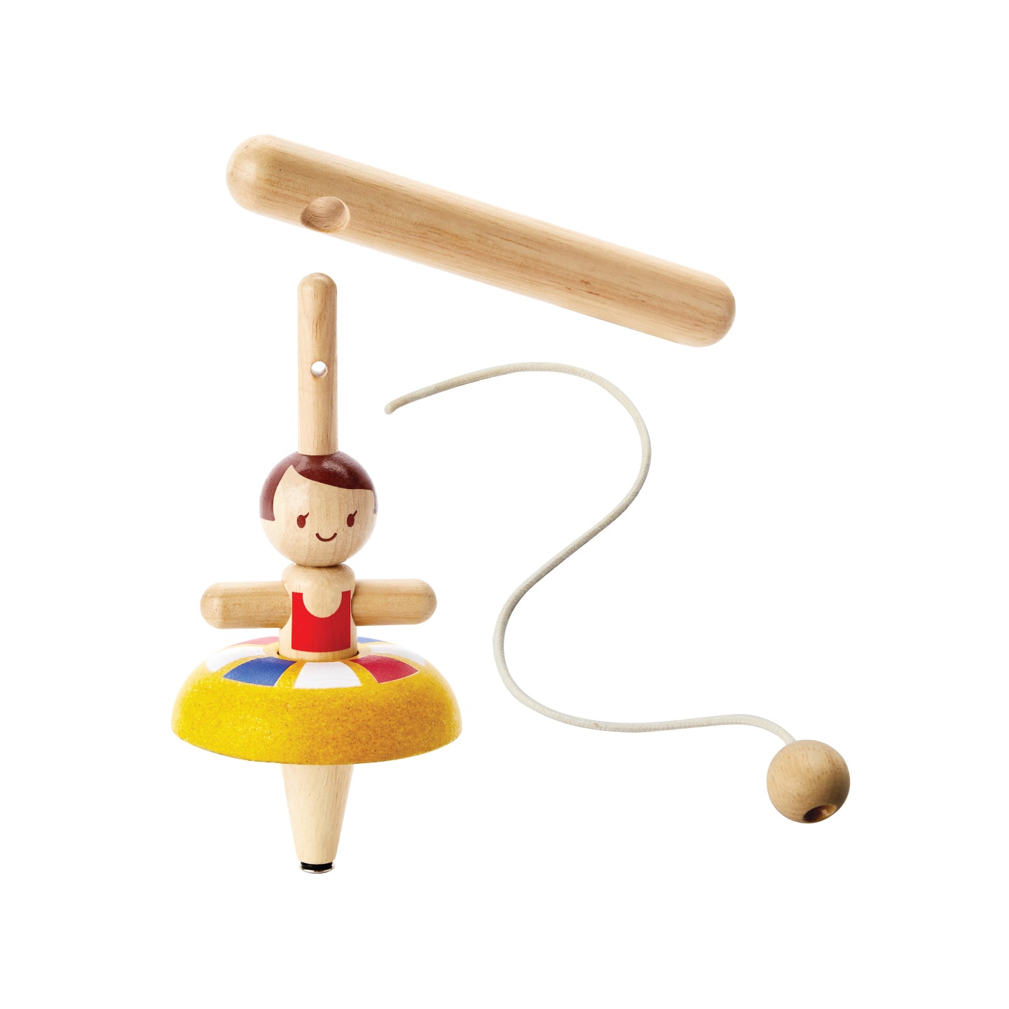 PlanToys Ballet Spinning Top — Wooden Pull String Toy