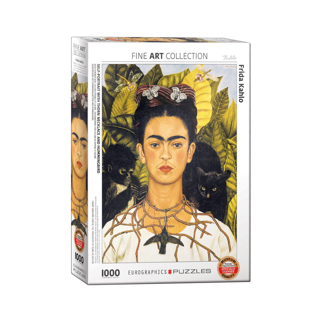 Self-Portrait W/Thorn Necklace & Hummingbird By Frida Kahlo 1000 Pieces Puzzle