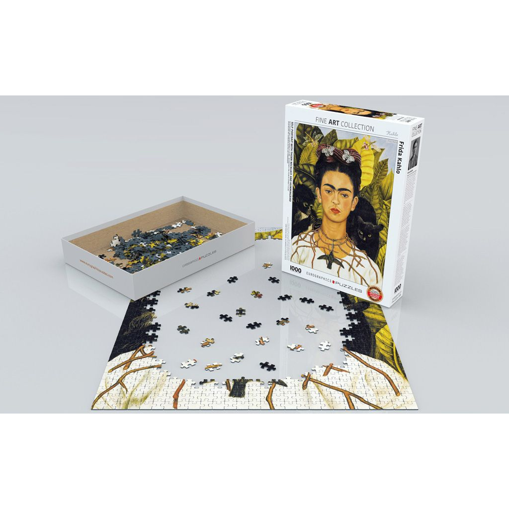 Self-Portrait W/Thorn Necklace & Hummingbird By Frida Kahlo 1000 Pieces Puzzle