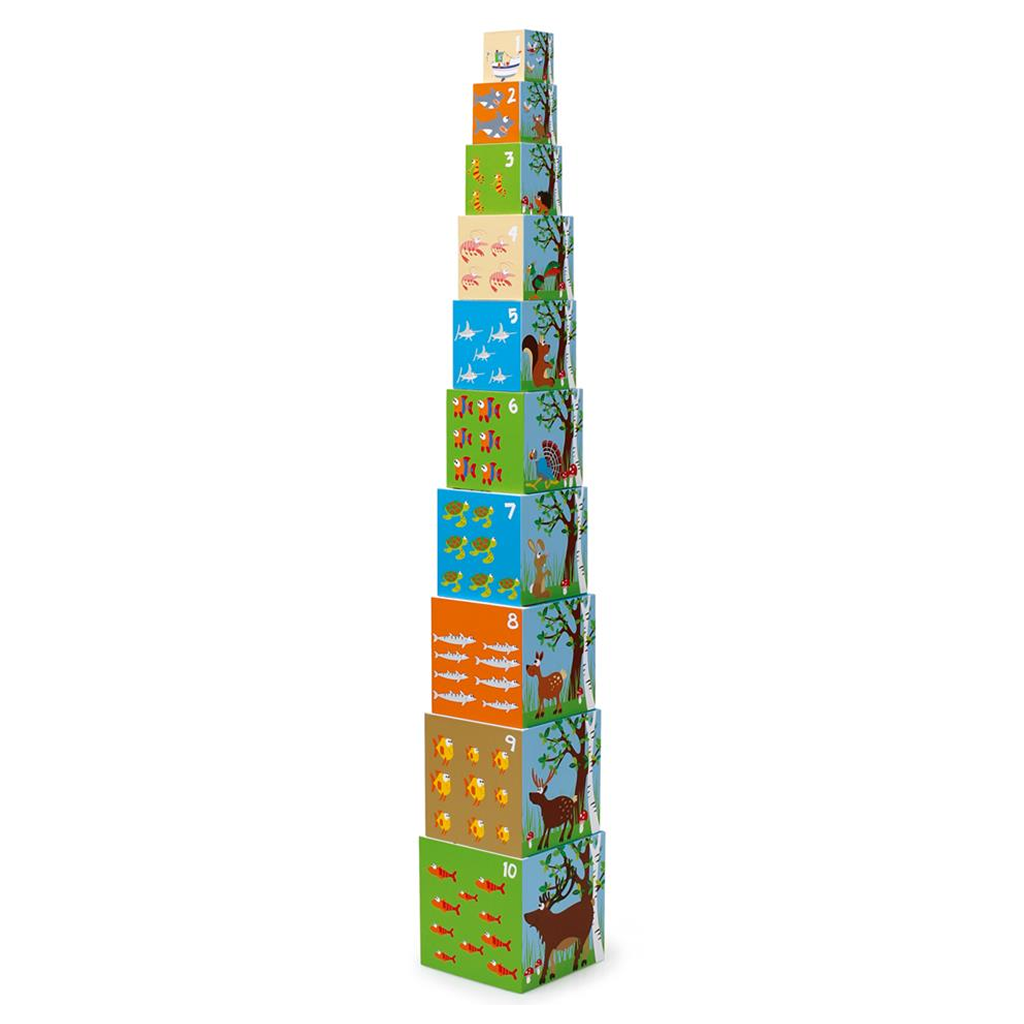 Animals Of The World 10 Pcs Stacking Tower - Jumbo