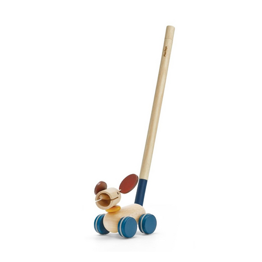 PlanToys Push and Pull Puppy — Wooden Walking Toy