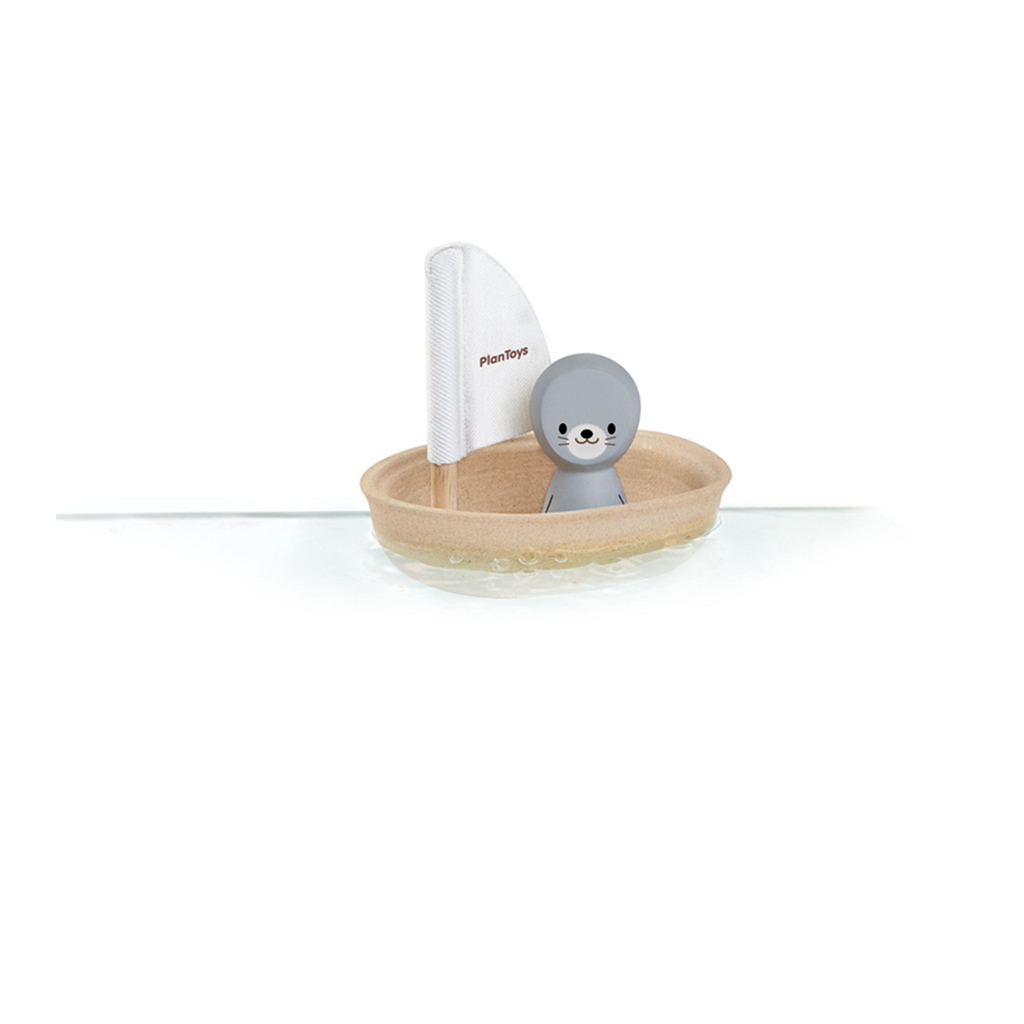 قارب شراعي من PlanToys — فقمة | لعبة استحمام خشبية