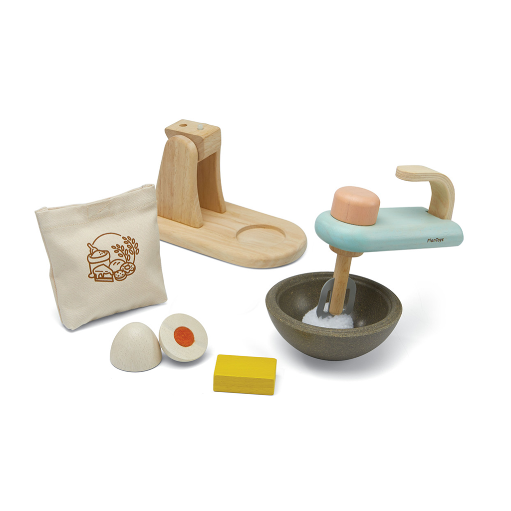 PlanToys Stand Mixer Set — Wooden Pretend Play Baking Set