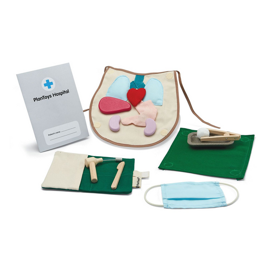PlanToys Surgeon Play Set — Wooden Pretend Play Medical Set