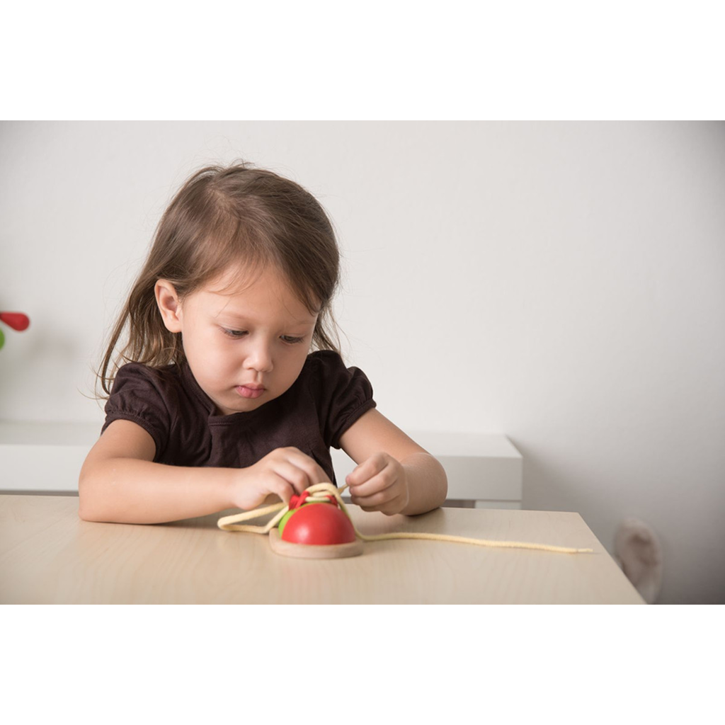 PlanToys Tie-Up Shoe — Wooden Shoe Tying Learning Toy