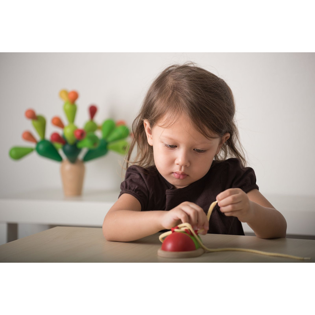 PlanToys Tie-Up Shoe — Wooden Shoe Tying Learning Toy