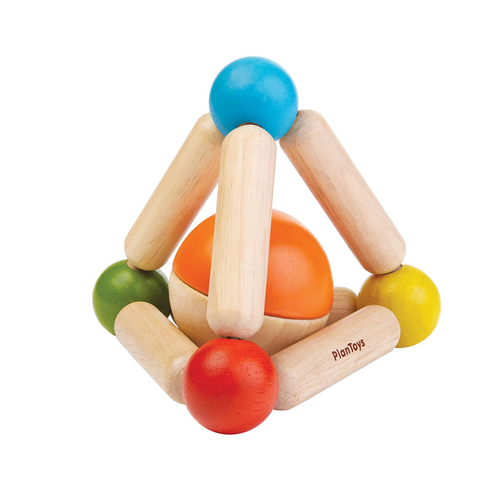 PlanToys Triangle Clutching Toy — Wooden Baby Rattle
