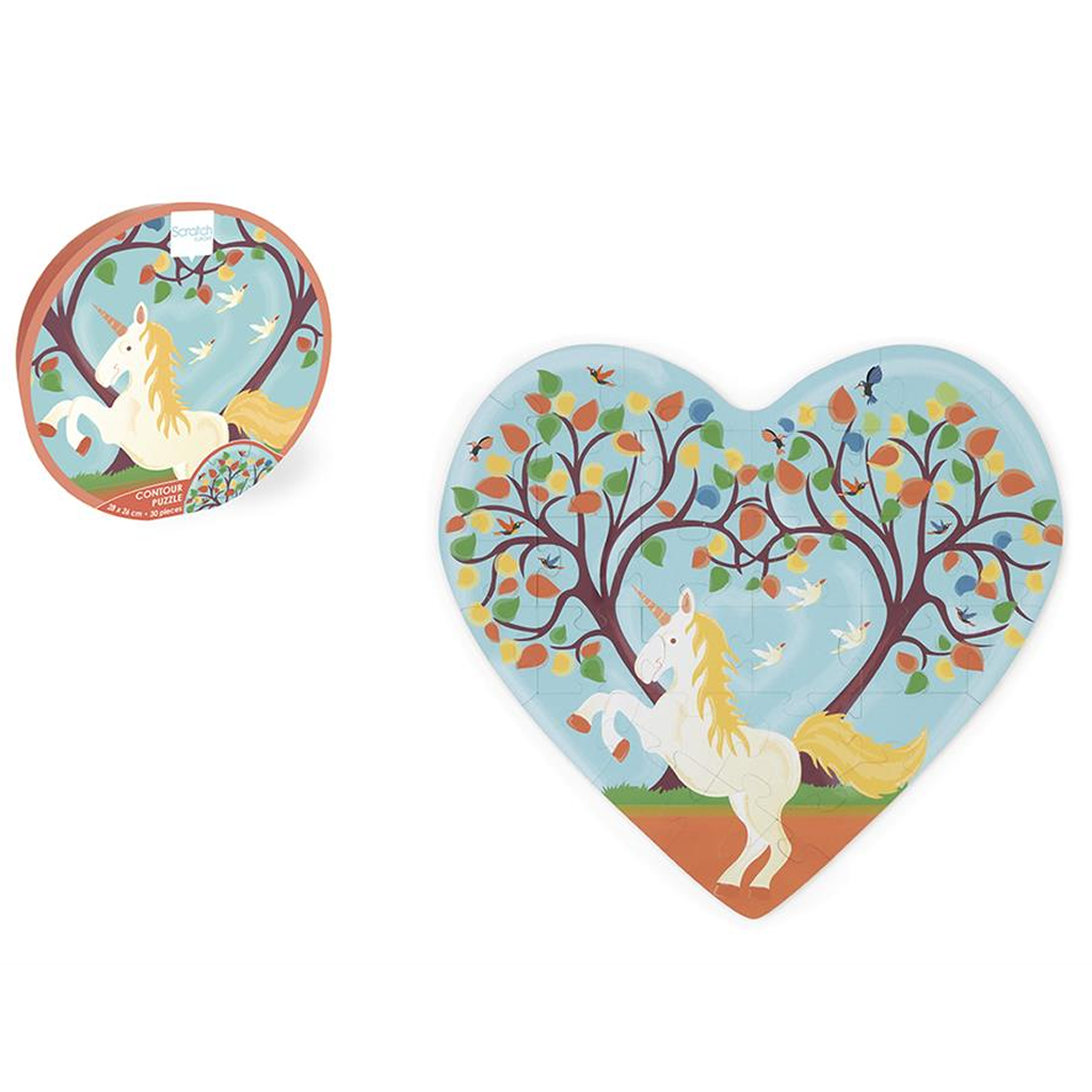 Heart With Unicorn Contour Puzzle - 30Pcs