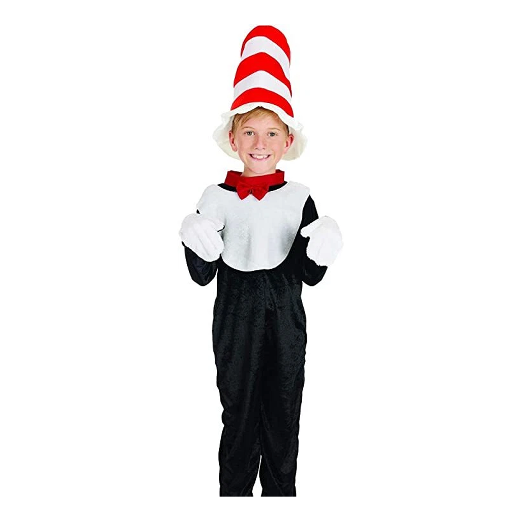 Mr Tom Costume for Kids – Black Jumpsuit with Striped Hat, Bow Tie & Gloves | 6–8 Years