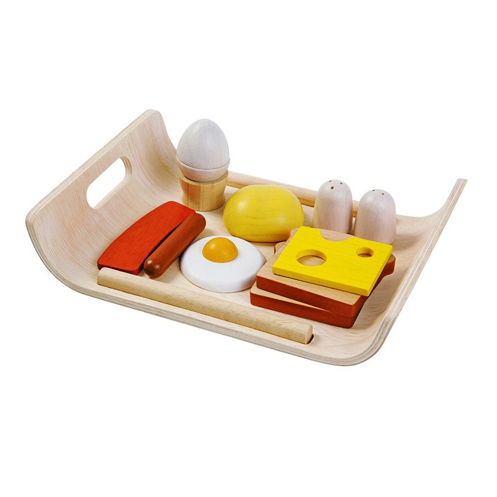 PlanToys Breakfast Menu — Wooden Pretend Play Food Set