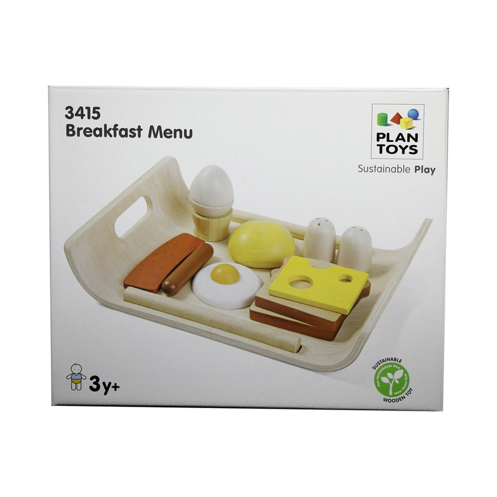 PlanToys Breakfast Menu — Wooden Pretend Play Food Set